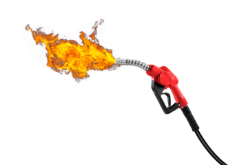 gasoline injector with fire, transparent background