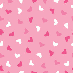 Seamless pink pattern with hearts. Valentine's Day pattern.Wrapping paper,print,wedding.Simple seamless texture.Vector illustration.