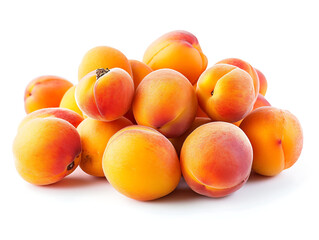 Fresh apricots with leaves isolated on white background. Clipping Path.