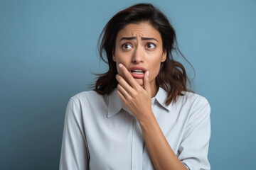  Young woman with a scared face
