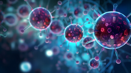 Cell background, virus cells, medical research background