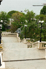 Stairs on the street, in the summer.
