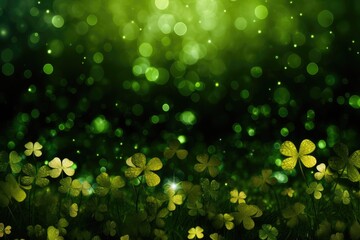 Obraz premium Golden Shamrocks Shining Brightly, Symbolizing Luck and Celebration - Generative AI