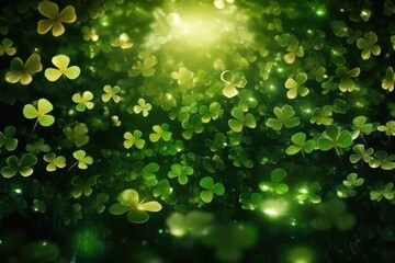 Fototapeta premium Golden Shamrocks Shining Brightly, Symbolizing Luck and Celebration - Generative AI