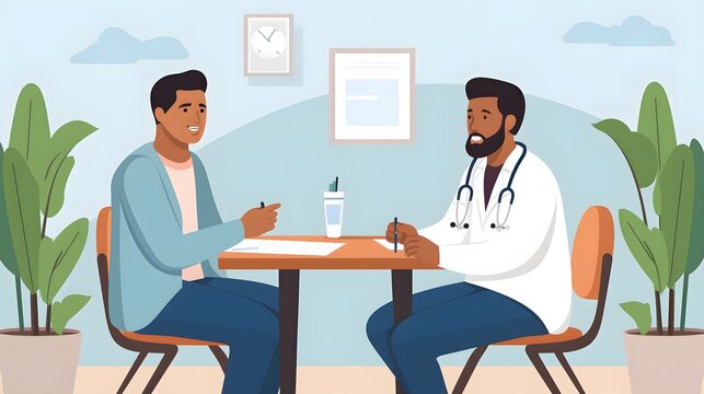 Illustration Of A Doctor And Patient Discussing