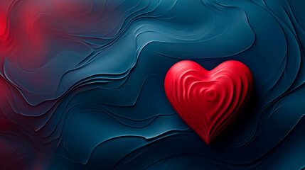 Abstract heart on a blue background. Selective focus.
