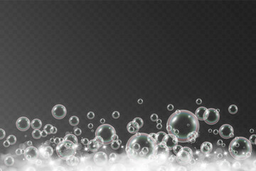 Air bubbles.Soap foam vector illustration on a transparent background.	

