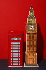 Big Ben and phone booth, concept of learning English.