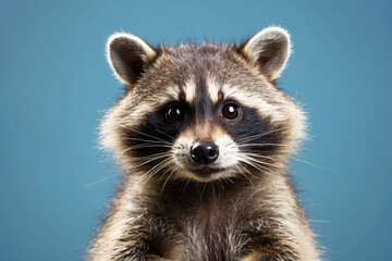 raccoon on a blue background