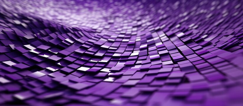 Abstract purple 3D background. Futuristic shape of shiny metal.