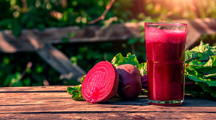 beet juice in a glass. Selective focus. - obrazy, fototapety, plakaty