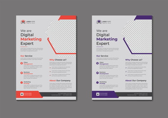 Vector digital marketing agency and corporate business flyer template