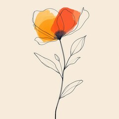 Abstract minimalistic and modern one line art style flowers. Modern abstract line minimalistic flower illustrations design..