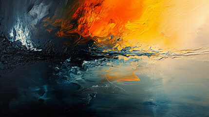 Modern abstract backgroud. Minimal art. Orange and dark blue