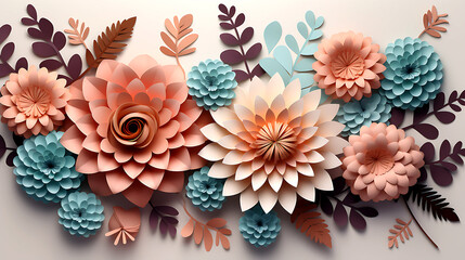 3d wallpaper floral background with flower,leaves. interior wall home decor