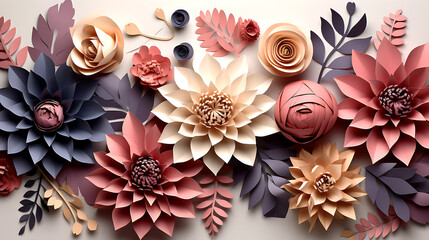 Fototapeta premium 3d wallpaper floral background with flower,leaves. interior wall home decor