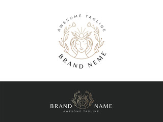 Professional chic monoline woman logo design