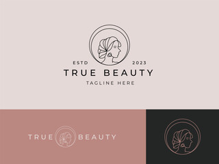 beautiful monoline woman logo design