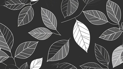 Black and white seamless leaf pattern