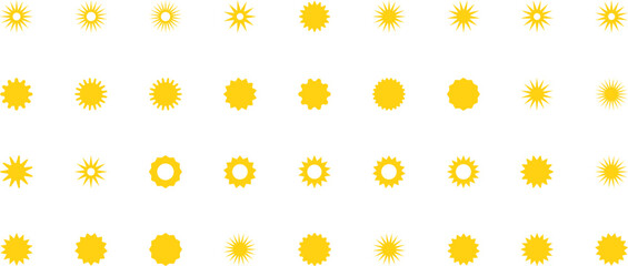 Vector cartoon sun icon. Shining light rays. Summer Isolated vector illustration.
