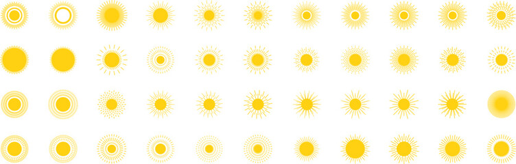 Vector cartoon sun icon. Shining light rays. Summer Isolated vector illustration.