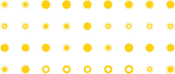 Vector cartoon sun icon. Shining light rays. Summer Isolated vector illustration.