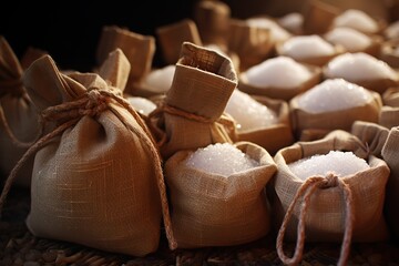 sack filled with sweet white sugar. generative AI - obrazy, fototapety, plakaty