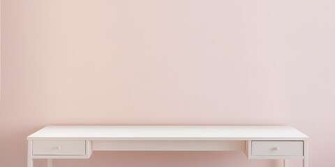 An empty table in front of a pink wall. generative AI