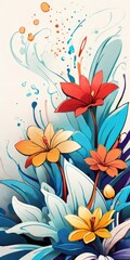 Fototapeta na wymiar lily on a blue background