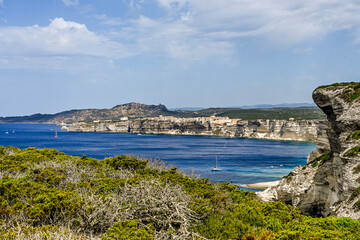 Bonifacio, Kalkfelsen, Insel, Korsika, Mittelmeer, Küste, Festung, Zitadelle, Altstadt, Kirche,...