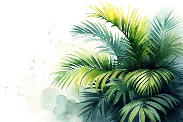 Fototapeta na wymiar Watercolor Tropical Palm Leaves