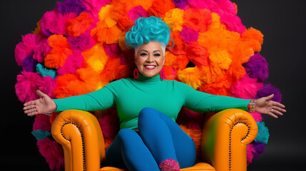 Funny woman with colored hair