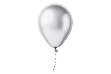 Silver helium birthday balloon on transparent background. Generative ai design.