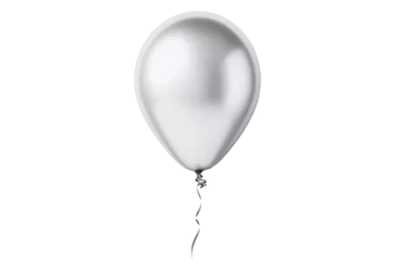 Stickers pour porte Ballon Silver helium birthday balloon on transparent background. Generative ai design.