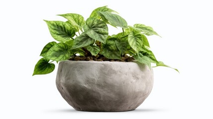 Plant in Stone Pot. Generative AI