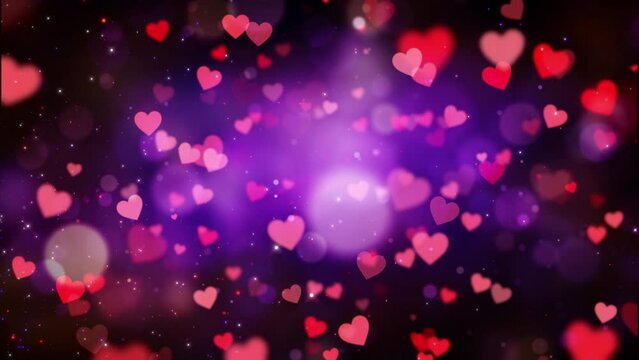 purple red heart shapes valentines day motion background
