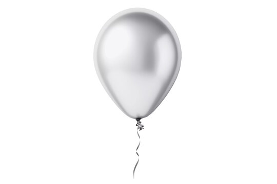 Fototapeta Silver helium birthday balloon on transparent background. Generative ai design.