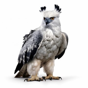 Photo of harpy eagle isolated on white background