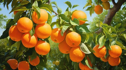 Ripe tangerines on tree.. Generative AI