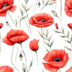 Painting of Red Flowers on White Background