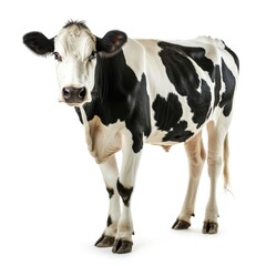 Cow standing in natural pose isolated on white background, photo realistic