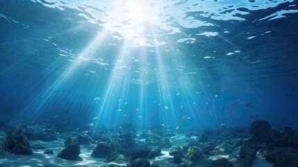Fototapeta na wymiar Sunlit Underwater Scene. Generative AI