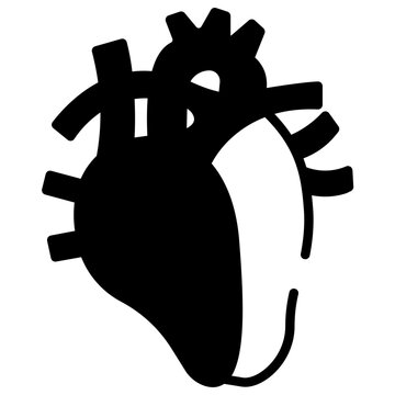 Human heart glyph and line vector illustration