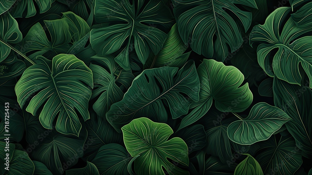 Canvas Prints tropical forest leaves illustration. generative ai