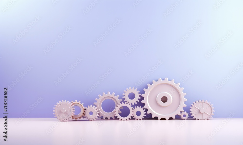 Poster gears on a blue background with copy space. generative ai.