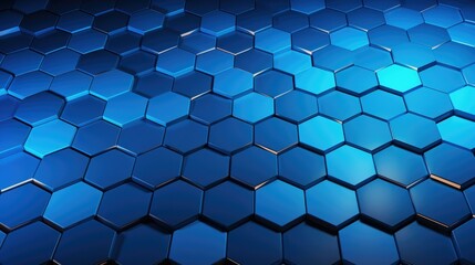 Blue hexagonal background with hexagonal shapes. Generative AI.