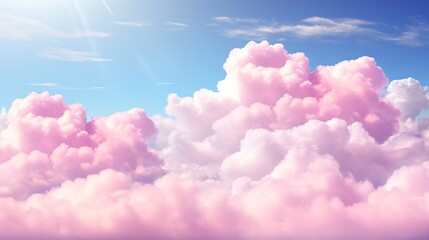 Panorama Clear purple to pink sky and white cloud detail with copy space. Sky Landscape Background. Summer heaven with colorful clearing sky. Blue Sky and clouds background.