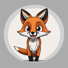 Obraz premium Cute red furry cartoon fox, illustration vector 10 eps.