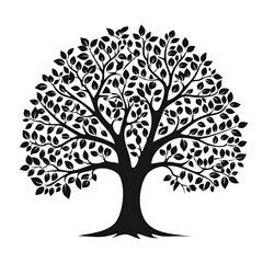 black silhouette tree illustration, on white background