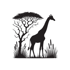 Ethereal Elegance: Giraffe Silhouette Collection Painting the Skyline with the Sublime Beauty of Nature - Giraffe Illustration - Giraffe Vector  © Vista